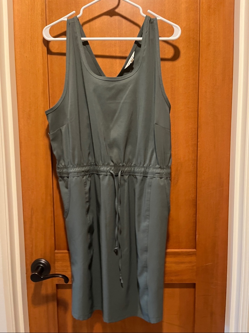 Marika Slate Green Sleeveless Girls' One-Piece Romper with Drawstring